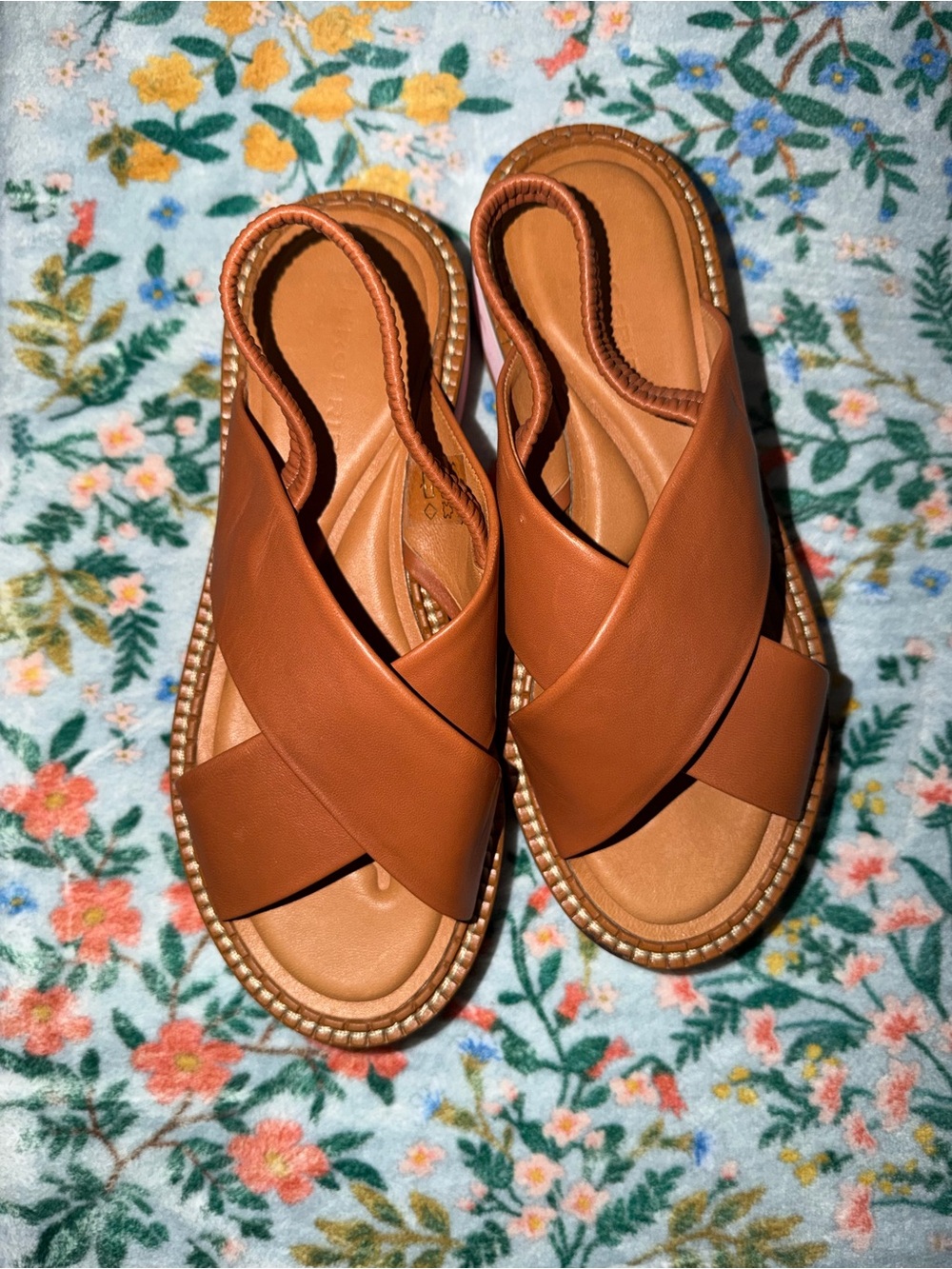Clergerie Freedom Leather Slingback Platform Sandals, Size US 7.5 EU 38.5